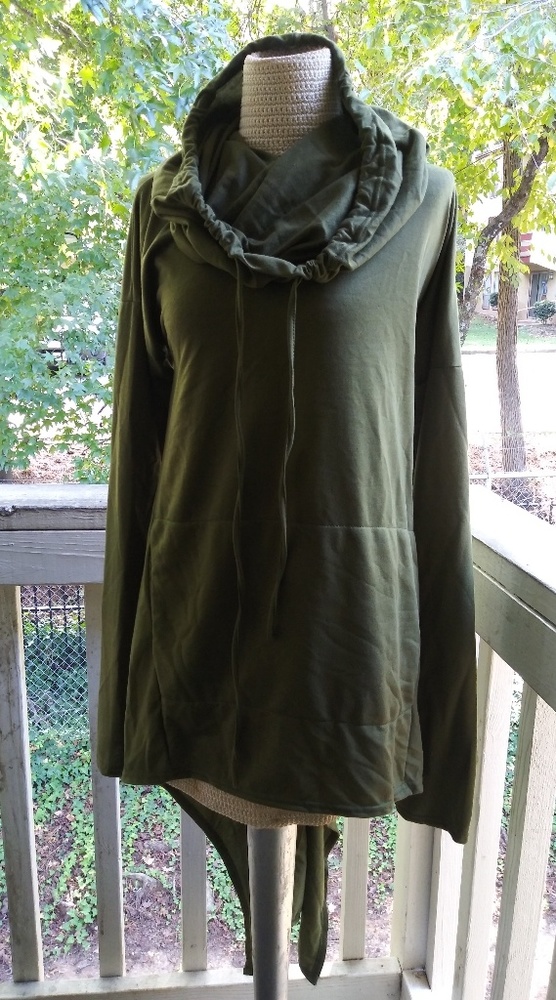 Olive Green Asymmetric Hoodie